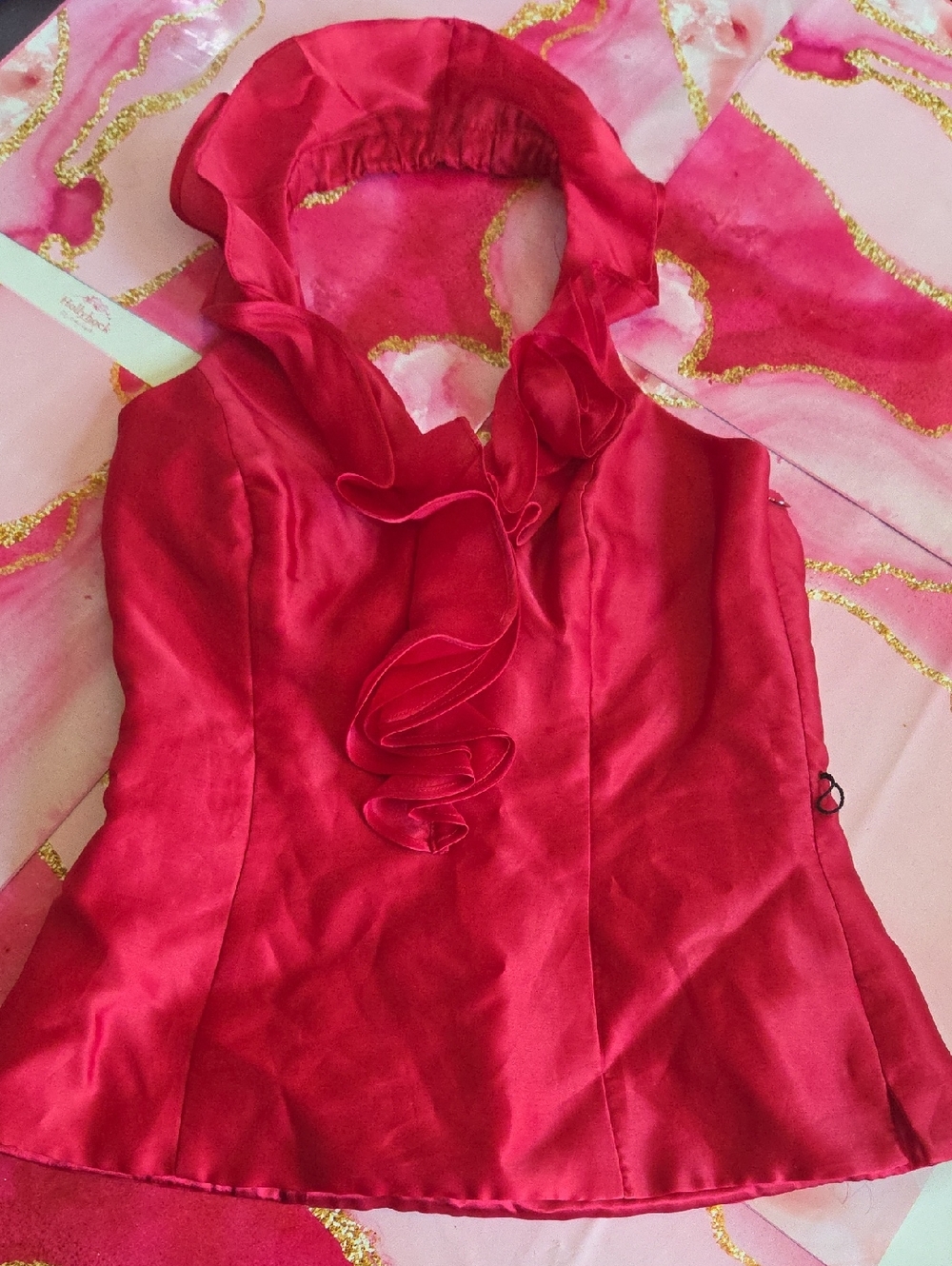 White House Black Market Silk Top in Red